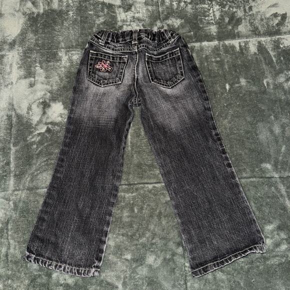 Vtg Fall 2001 Old Navy Jeans Girls 4T Faded Black Denim Floral Adjustable Waist - Picture 2 of 5